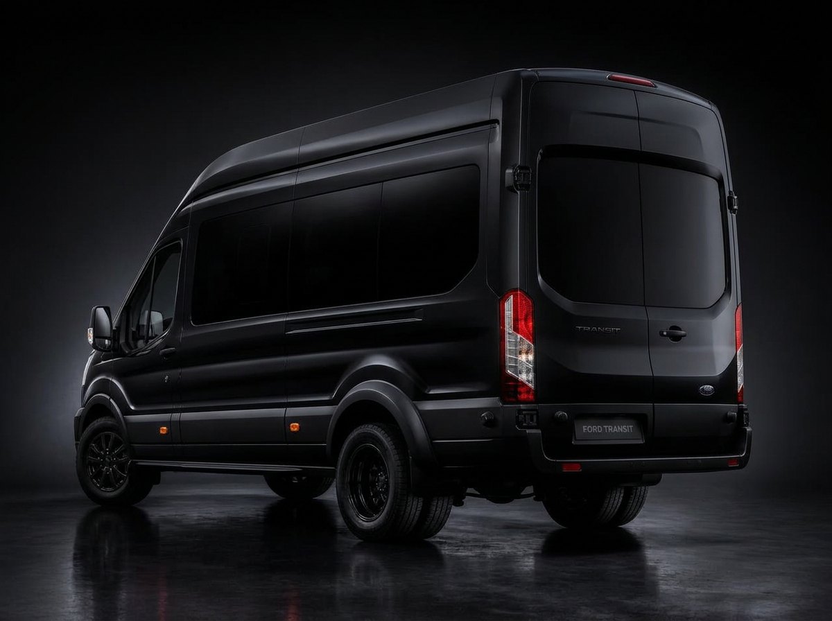 Rear view of the SwiftFlow high-roof van