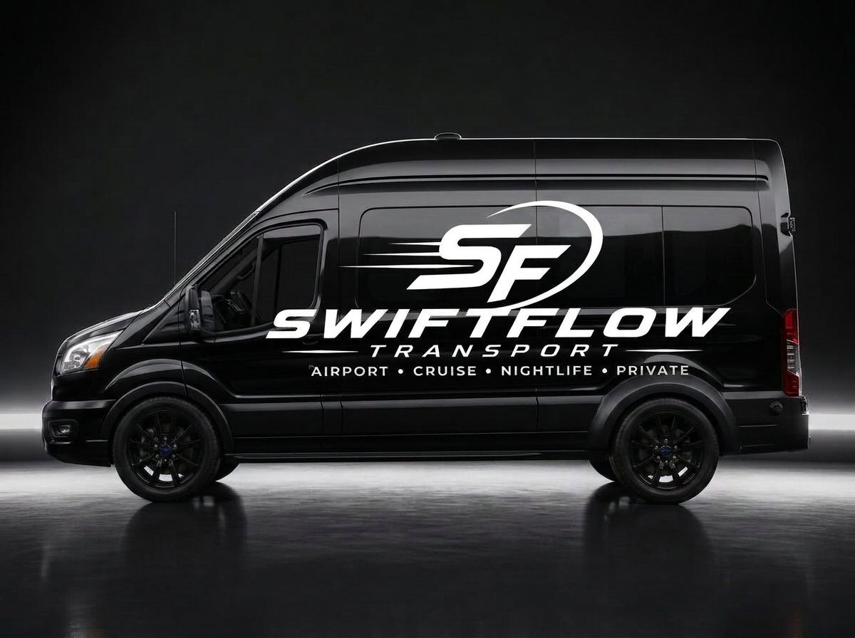 Side profile of the SwiftFlow van with the SwiftFlow Transport wrap